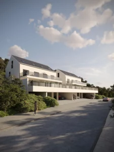 Haus oben Strasse Frau